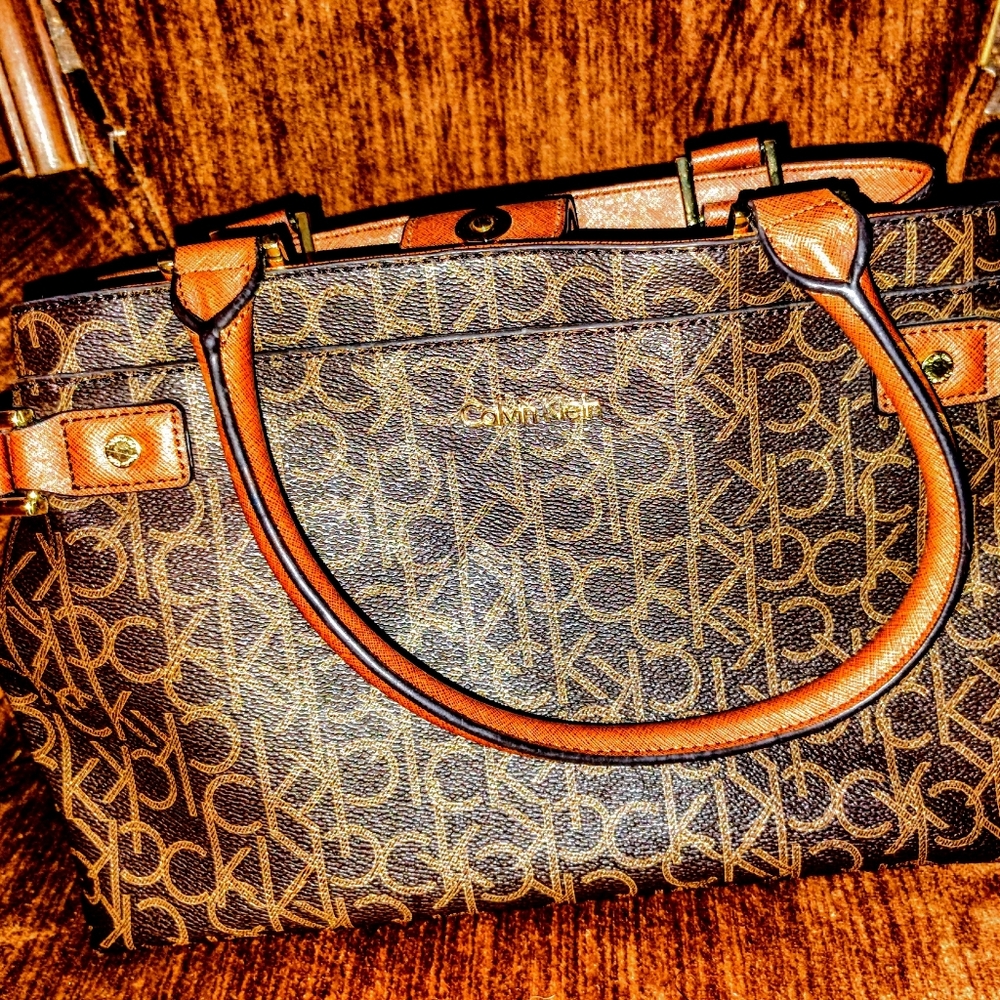 Calvin Klein Brown Monogram Tote Bag